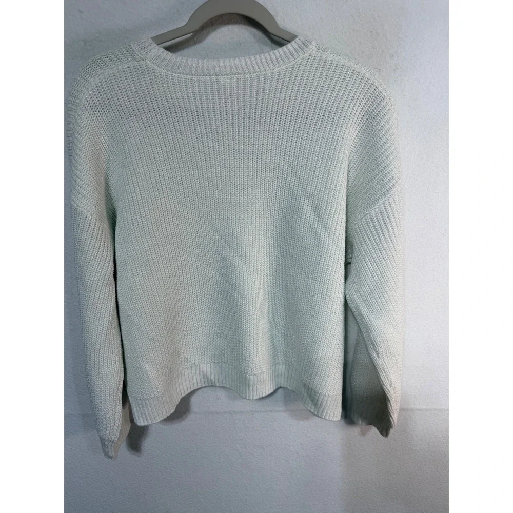 Justice Sweater Sequin Bow Crewneck Pullover Girls XL Plus White Holiday Party